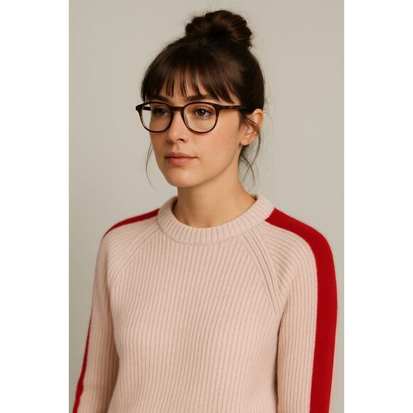 Jenni Kayne Sweaters - Jenni Kayne XS Iconic 100% Cashmere Fisherman Sweater $425 Light Pink Red Stripe